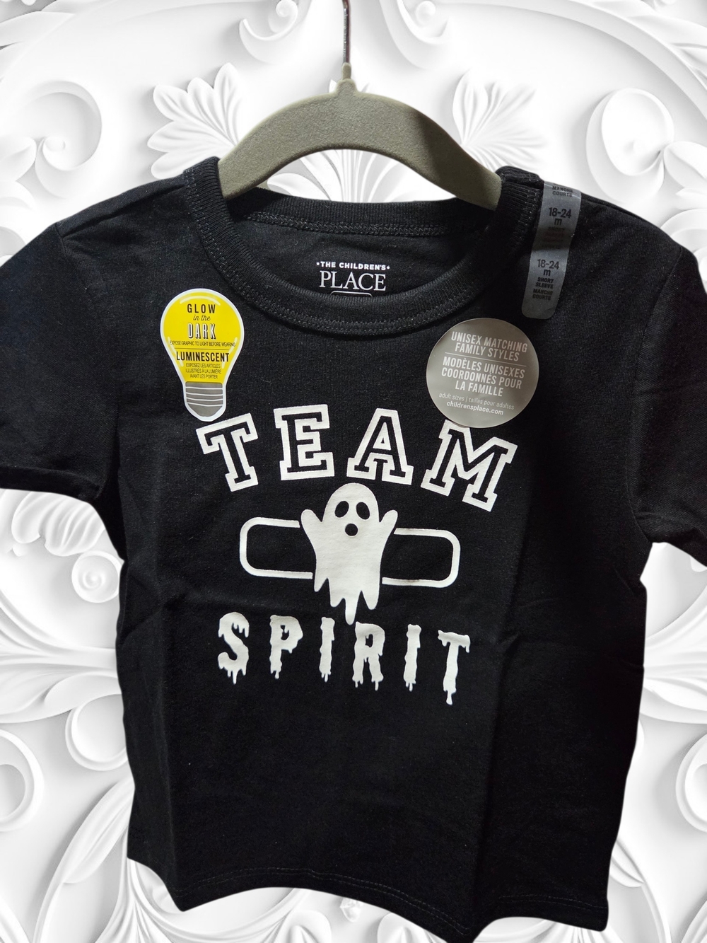 The Children's Place Black 'Team Spirit' Glow Ghost Tee